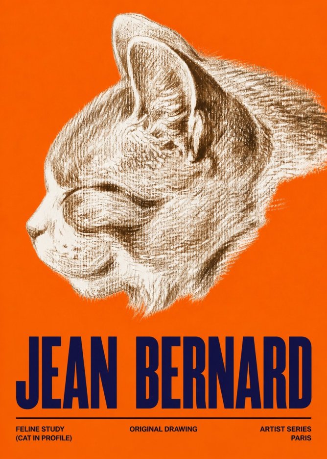 Jean Bernard Cat Study VI No5 - Poszter
