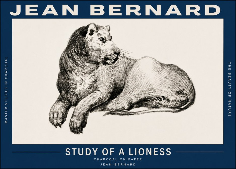 Jean Bernard Lying Lioness No3 - Poszter