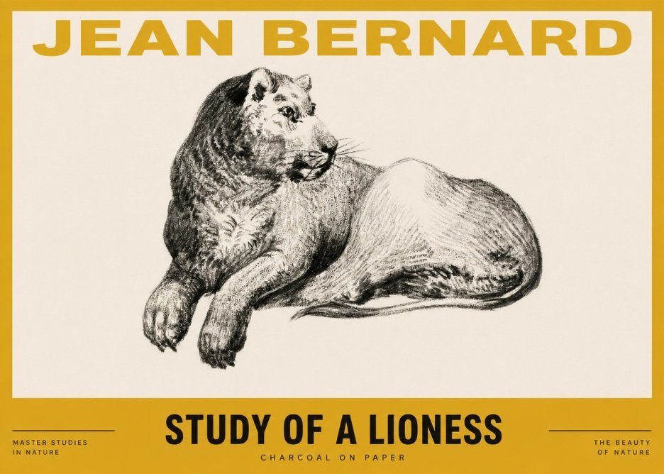 Jean Bernard Lying Lioness No4 - Poszter