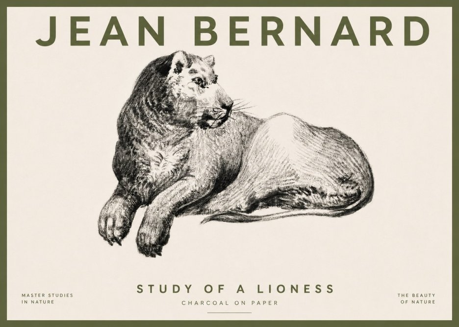 Jean Bernard Lying Lioness No5 - Poszter