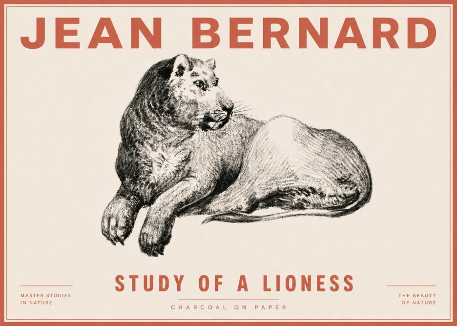 Jean Bernard Lying Lioness No6 - Poszter