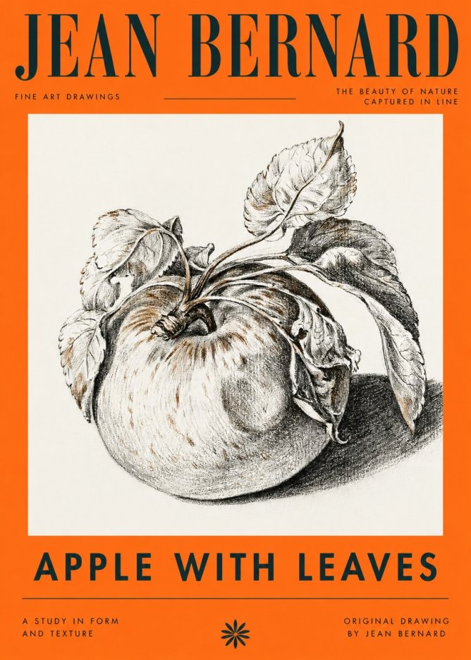 Jean Bernard Apple with Leaves No4 - Poszter