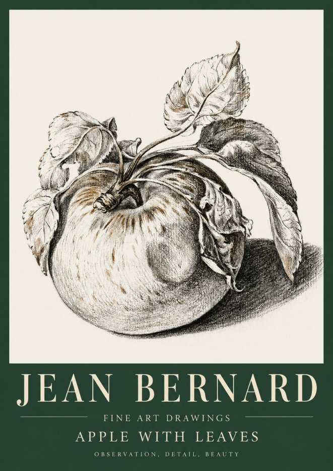 Jean Bernard Apple with Leaves No5 - Poszter