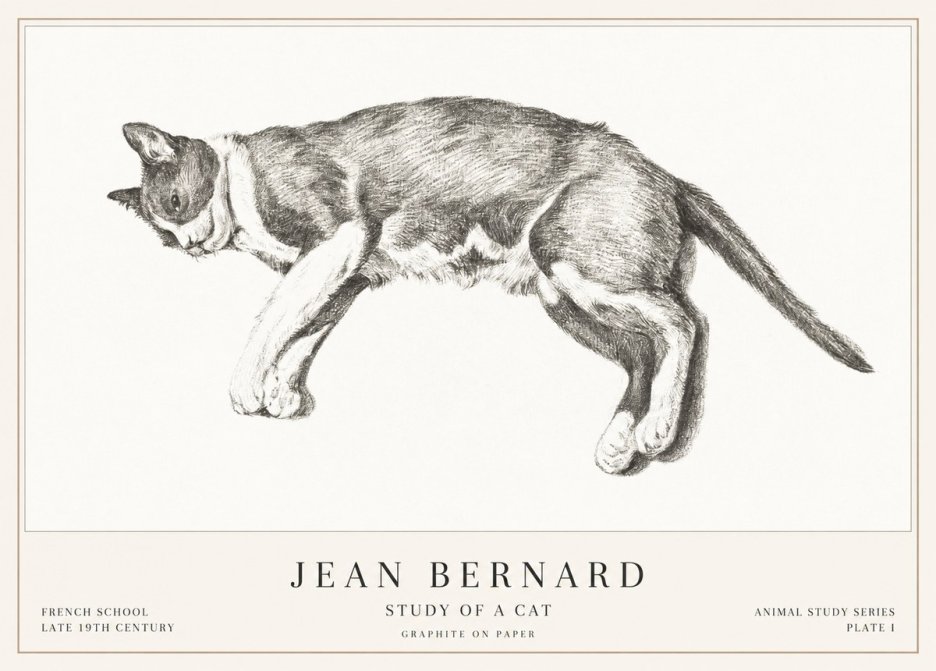 Jean Bernard Cat Study VII No3 - Poszter