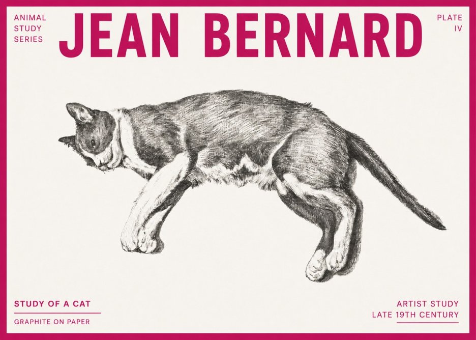 Jean Bernard Cat Study VII No6 - Poszter