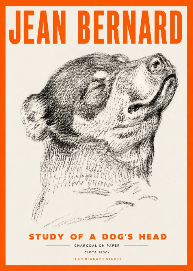 Jean Bernard Study of a Dog III No5 - Poszter