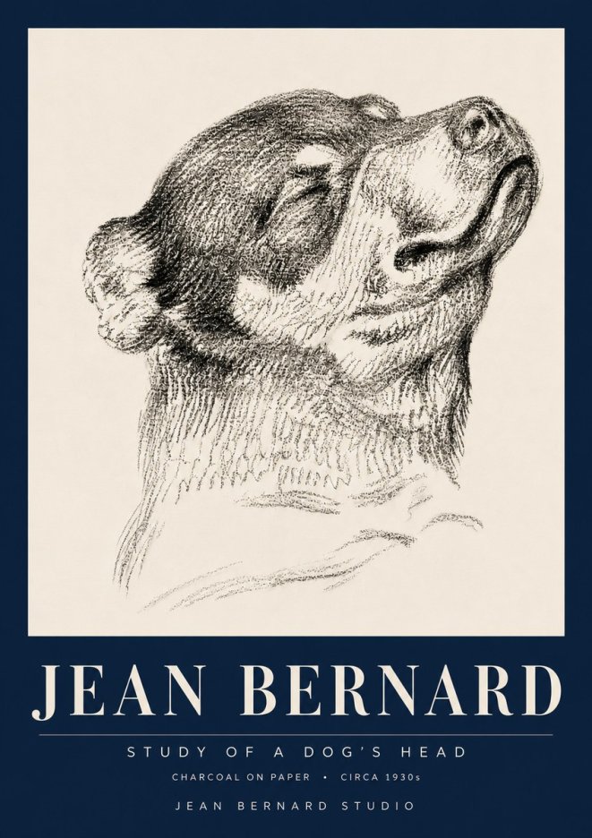 Jean Bernard Study of a Dog III No6 - Poszter