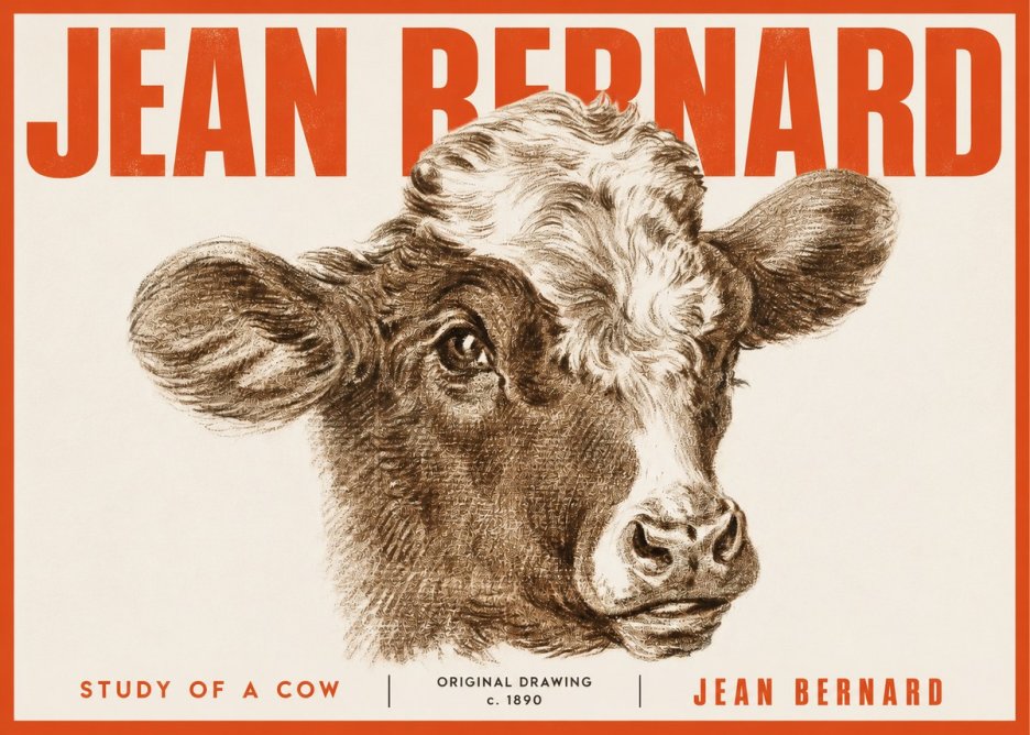 Jean Bernard Study of a Cow VIII No4 - Poszter