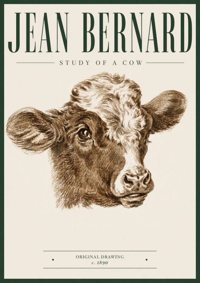 Jean Bernard Study of a Cow VIII No5 - Poszter