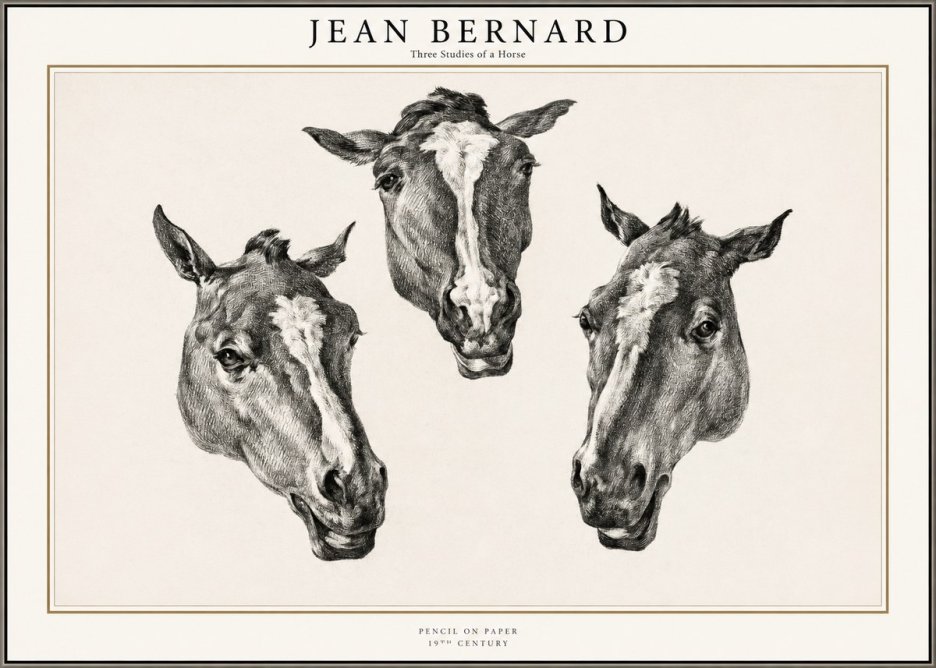 Jean Bernard Three Studies of a Horse No1 - Poszter