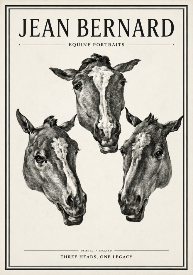 Jean Bernard Three Studies of a Horse No2 - Poszter