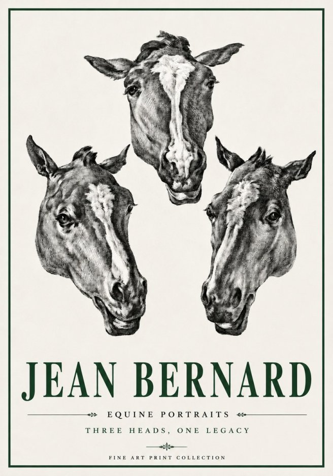 Jean Bernard Three Studies of a Horse No6 - Poszter
