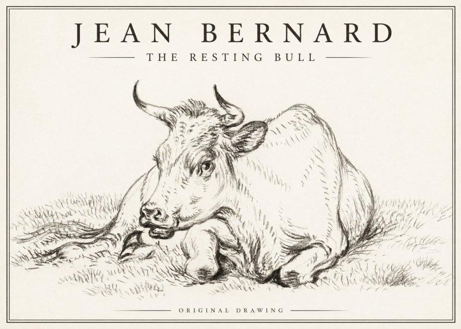 Jean Bernard Study of a Cow, Resting No3 - Poszter