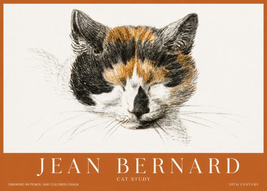 Jean Bernard Cat Study VIII No2 - Poszter