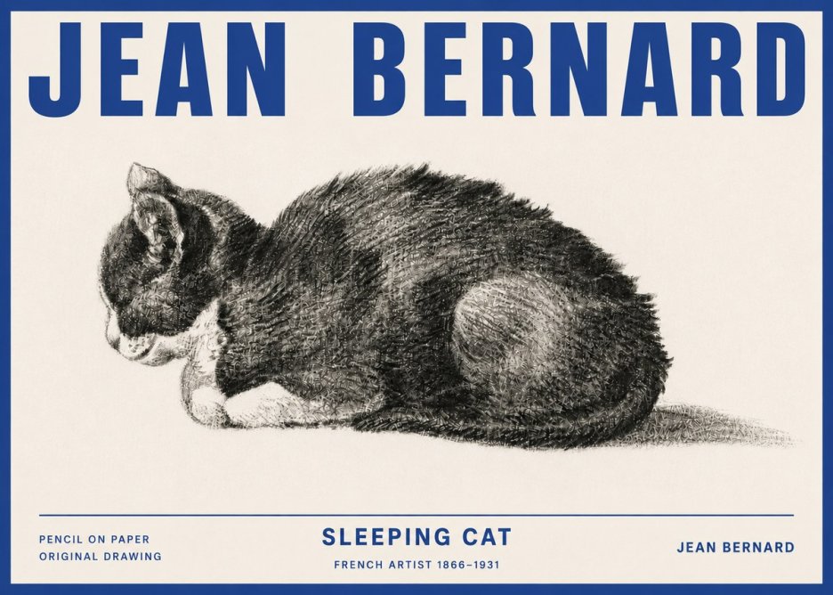 Jean Bernard Sleeping Cat VII No4 - Poszter