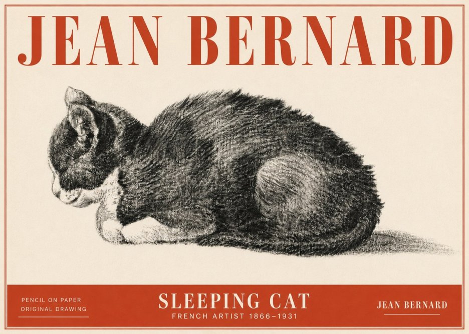 Jean Bernard Sleeping Cat VII No5 - Poszter