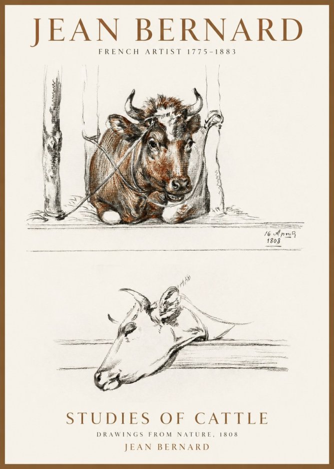 Jean Bernard Studies of Cattle III No1 - Poszter