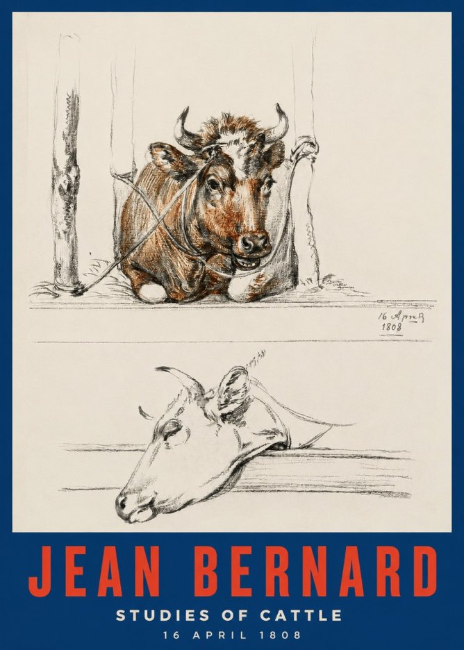 Jean Bernard Studies of Cattle III No3 - Poszter