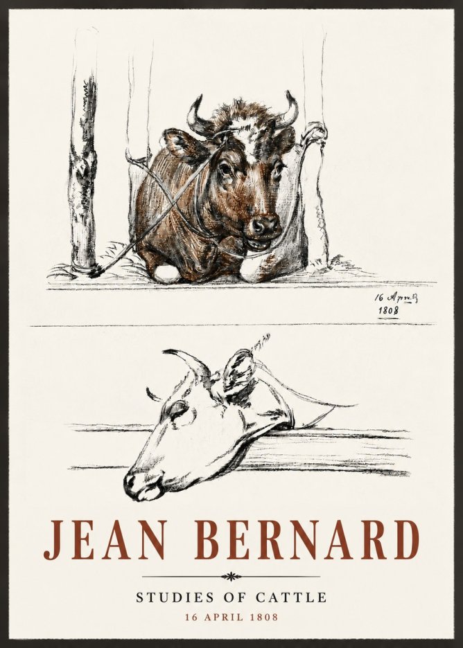 Jean Bernard Studies of Cattle III No6 - Poszter