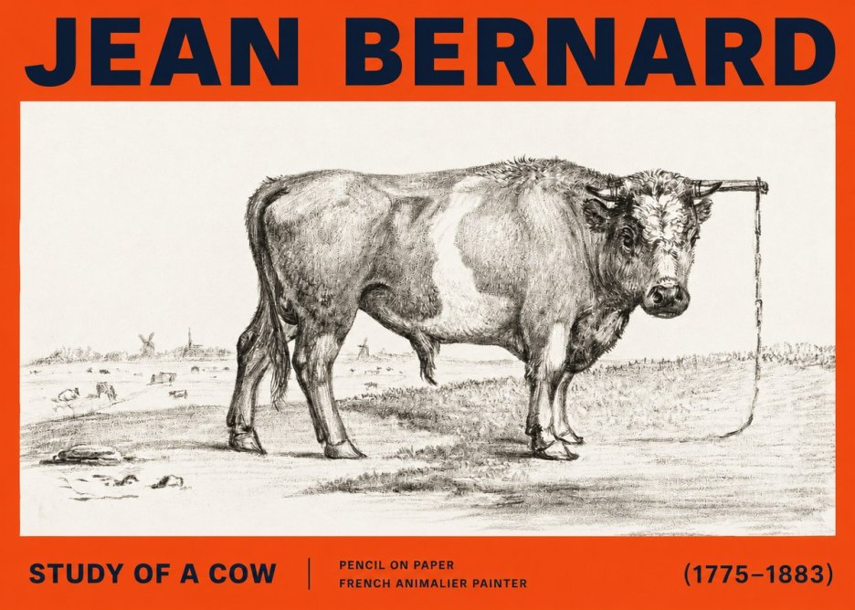 Jean Bernard Study of a Bull III No6 - Poszter