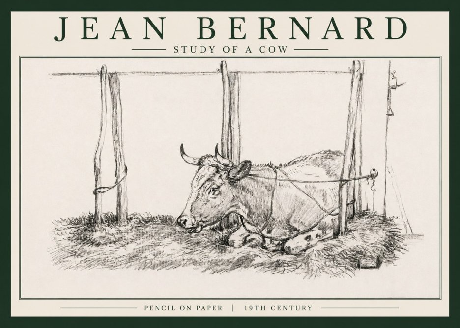 Jean Bernard A Resting Cow No4 - Poszter