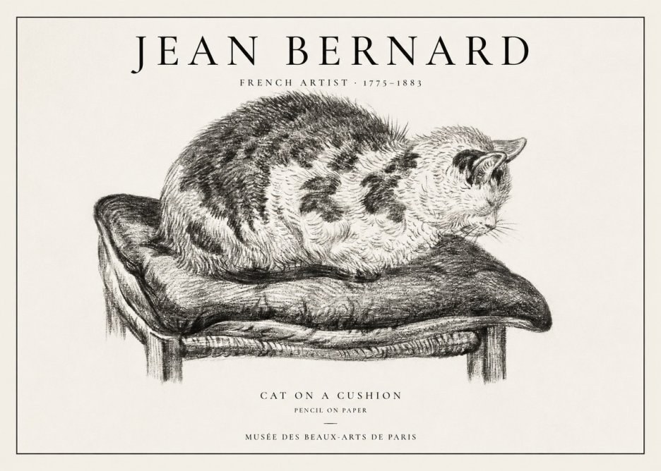 Jean Bernard Cat on a Cushion No1 - Poszter