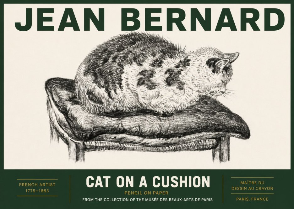 Jean Bernard Cat on a Cushion No3 - Poszter