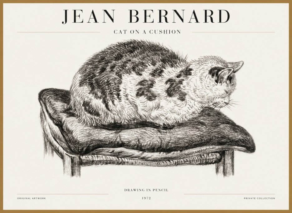 Jean Bernard Cat on a Cushion No5 - Poszter