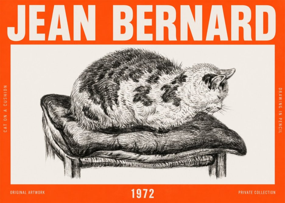 Jean Bernard Cat on a Cushion No6 - Poszter