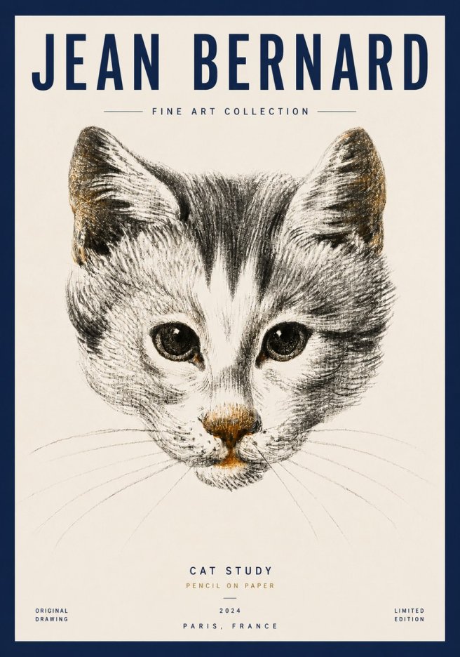 Jean Bernard Cat Study IX No3 - Poszter