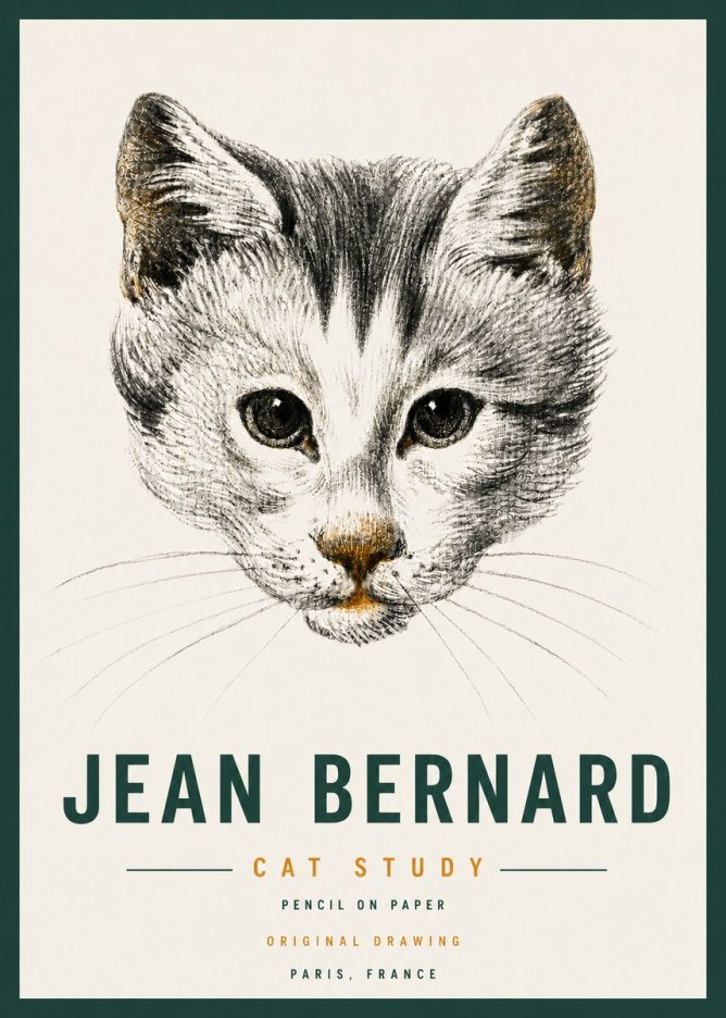 Jean Bernard Cat Study IX No4 - Poszter