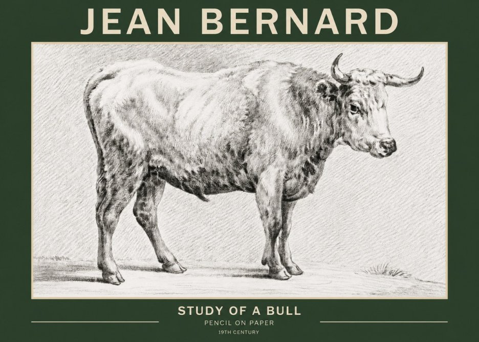 Jean Bernard Study of a Bull IV No2 - Poszter