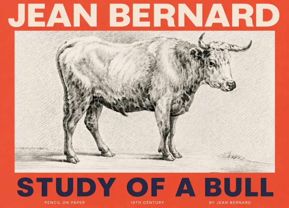 Jean Bernard Study of a Bull IV No3 - Poszter