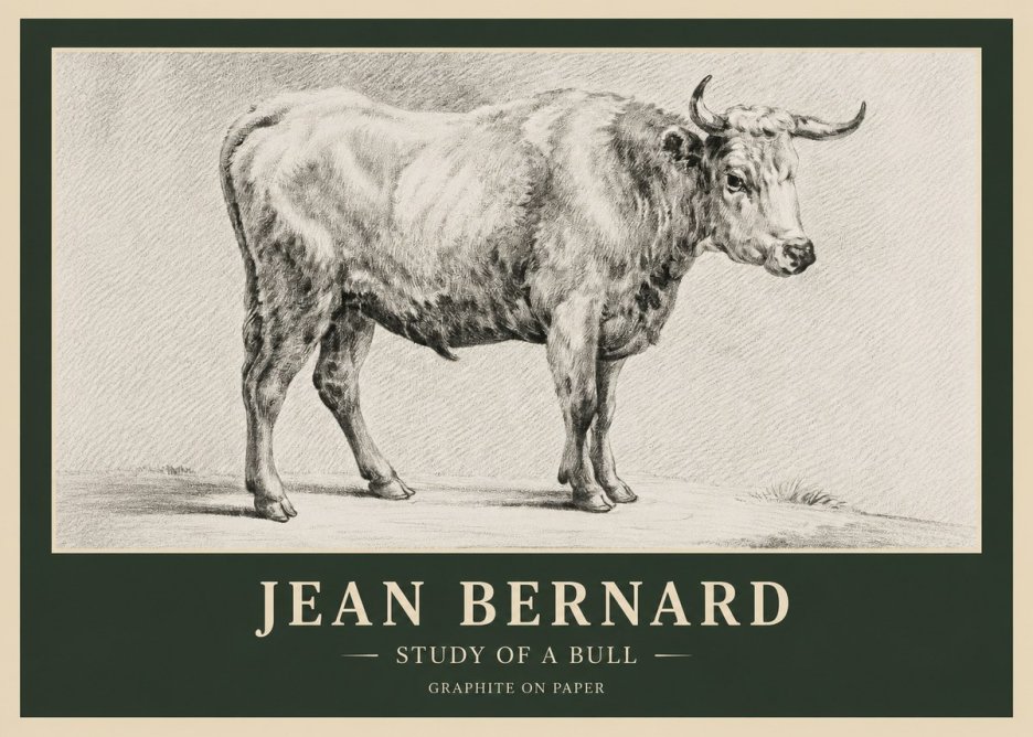 Jean Bernard Study of a Bull IV No6 - Poszter