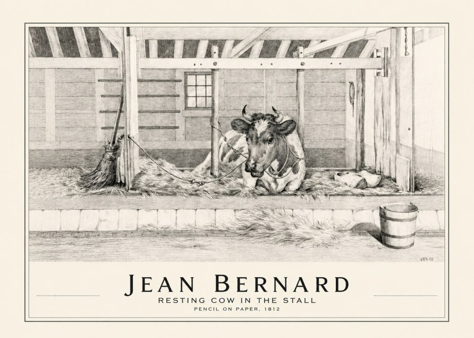 Jean Bernard Resting Cow in the Stall I No1 - Poszter