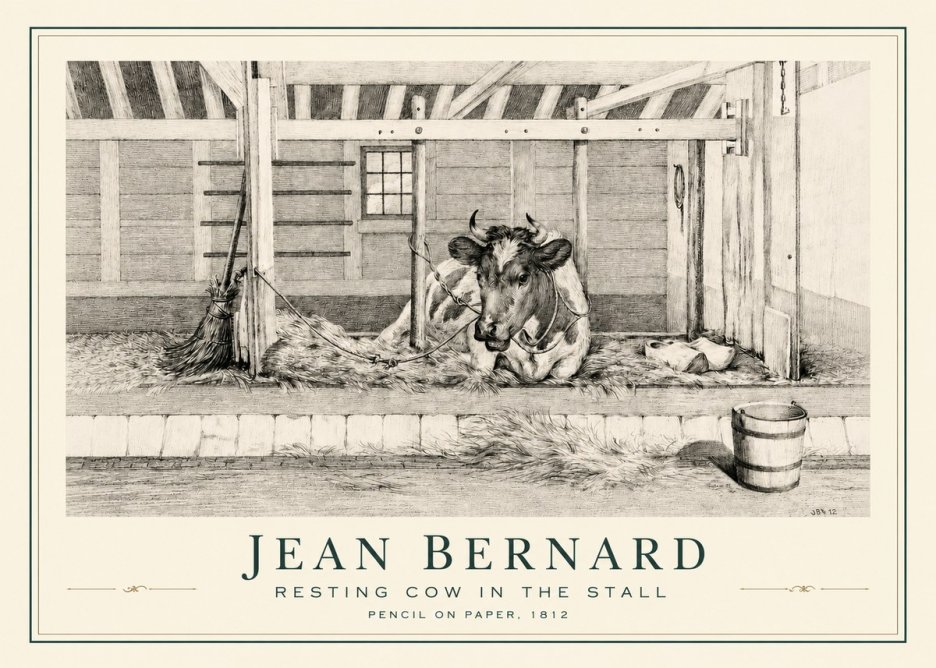 Jean Bernard Resting Cow in the Stall I No3 - Poszter
