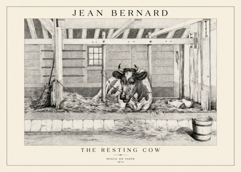 Jean Bernard Resting Cow in the Stall I No5 - Poszter