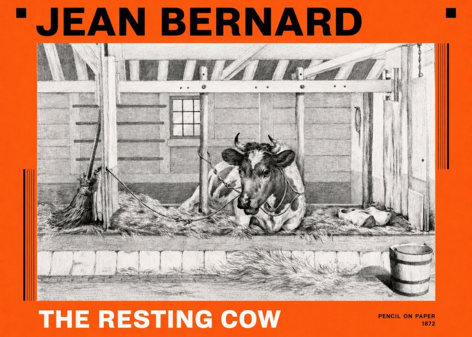 Jean Bernard Resting Cow in the Stall I No6 - Poszter