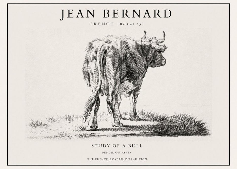 Jean Bernard Study of a Bull V No1 - Poszter