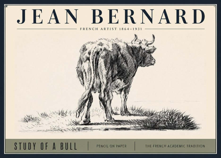 Jean Bernard Study of a Bull V No3 - Poszter