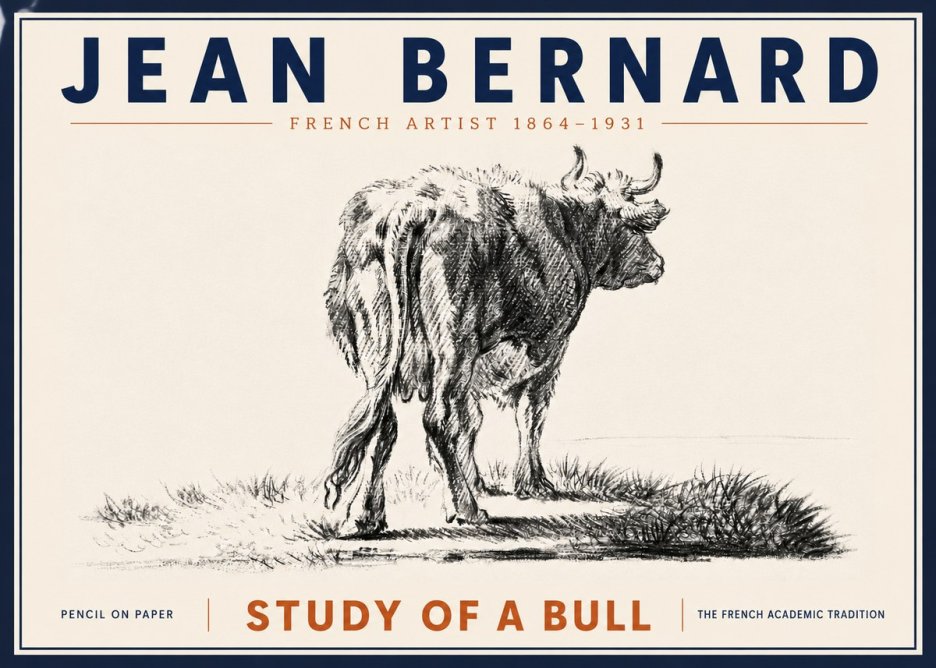 Jean Bernard Study of a Bull V No6 - Poszter