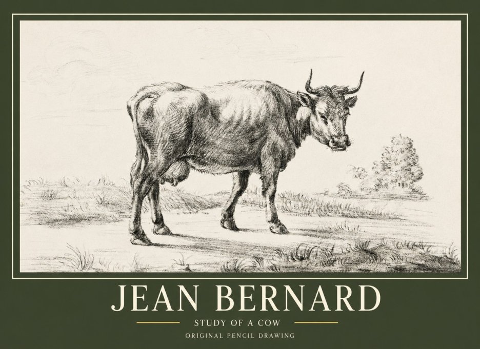 Jean Bernard Study of a Cow XII No1 - Poszter