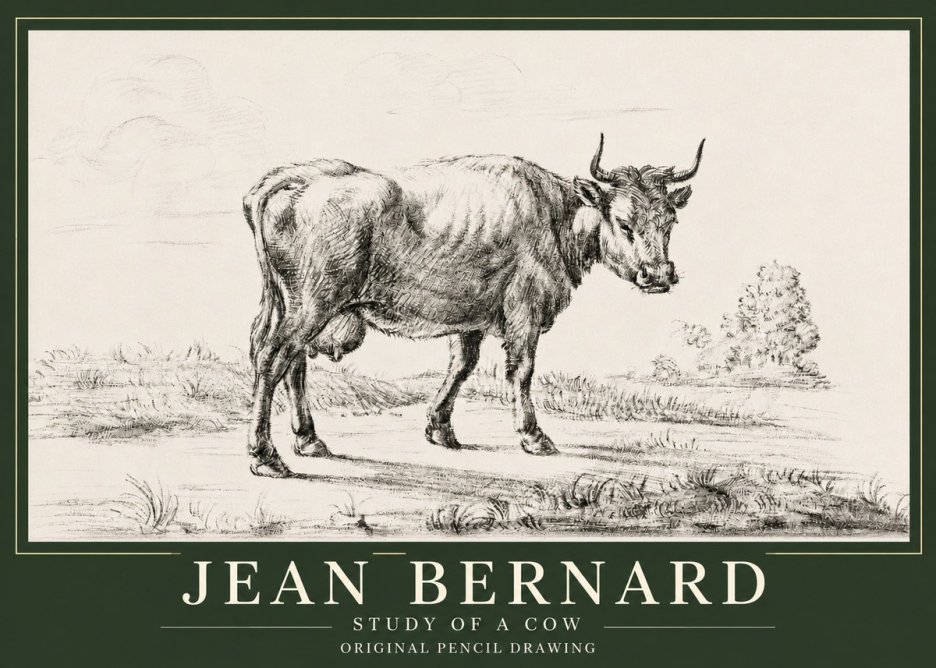 Jean Bernard Study of a Cow XII No3 - Poszter