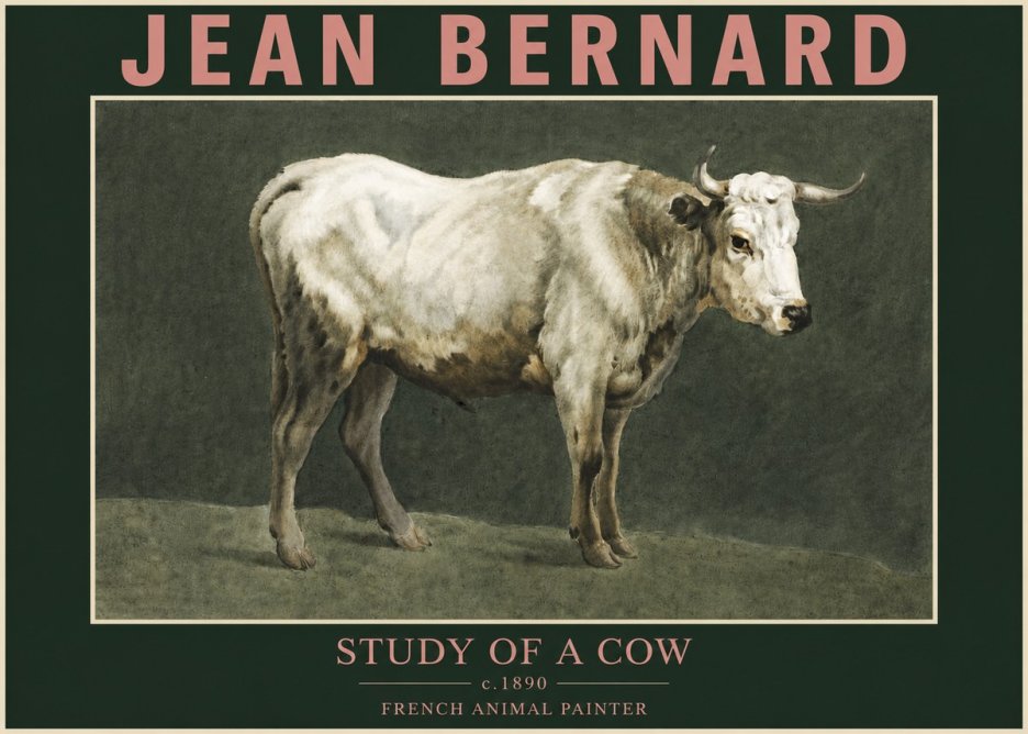 Jean Bernard Study of a Cow C. 1890 No3 - Poszter