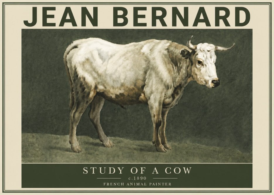 Jean Bernard Study of a Cow C. 1890 No4 - Poszter