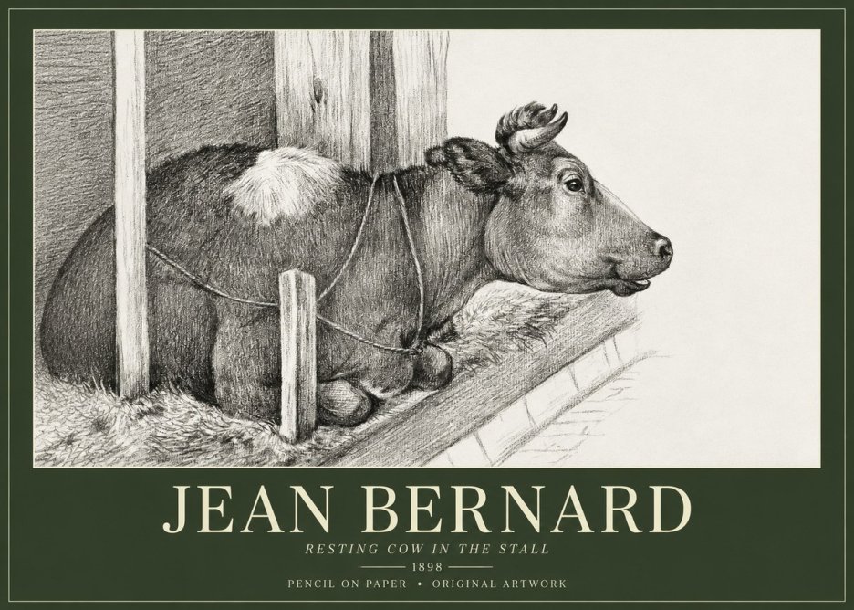 Jean Bernard Resting Cow in the Stall II No1 - Poszter