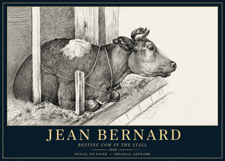 Jean Bernard Resting Cow in the Stall II No3 - Poszter