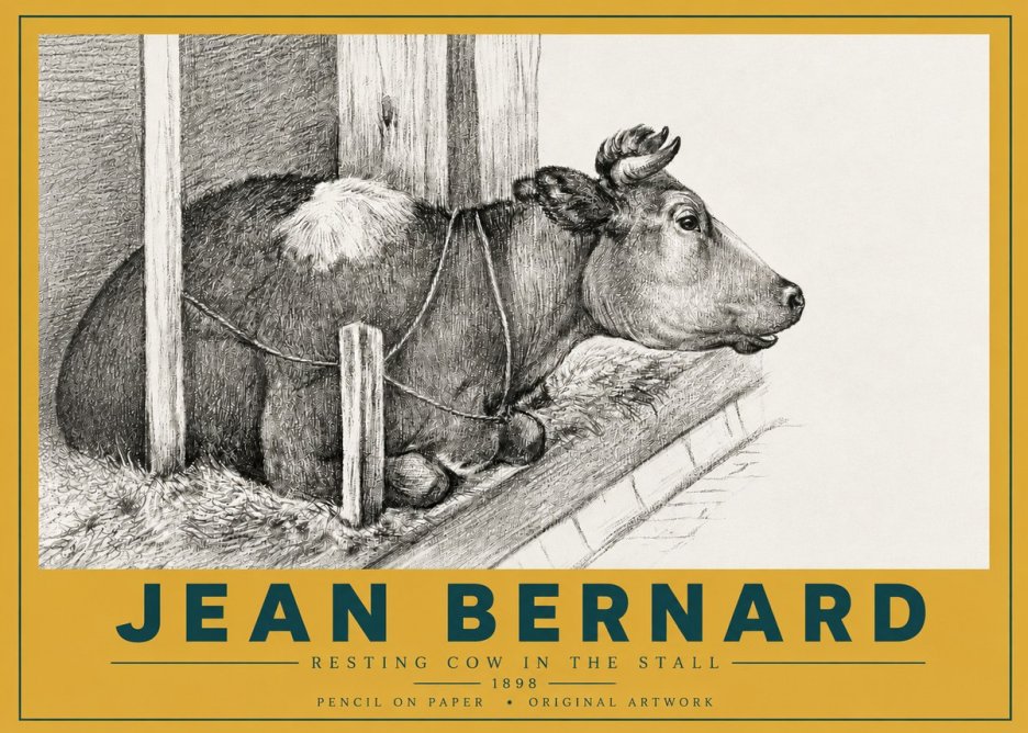 Jean Bernard Resting Cow in the Stall II No4 - Poszter