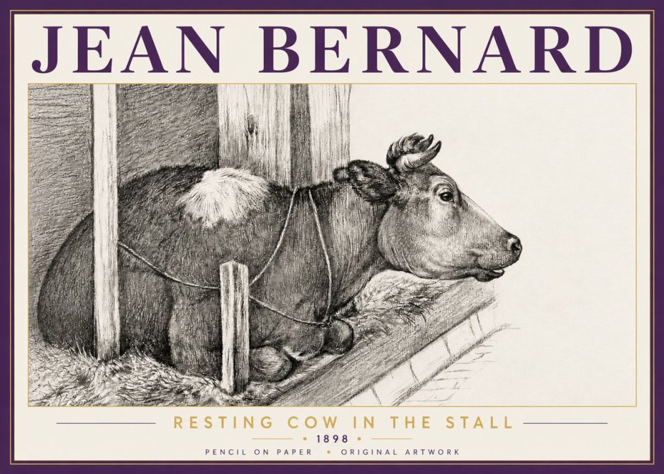 Jean Bernard Resting Cow in the Stall II No5 - Poszter