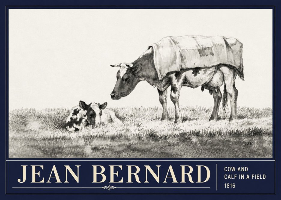 Jean Bernard Cow and Calf in a Field No3 - Poszter